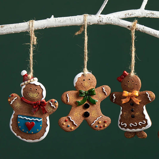 Christmas Tree Hanging Ornaments Resin Gingerbread Man Pendant Merry Christmas Decorations for Home Xmas Gifts Navidad Noel