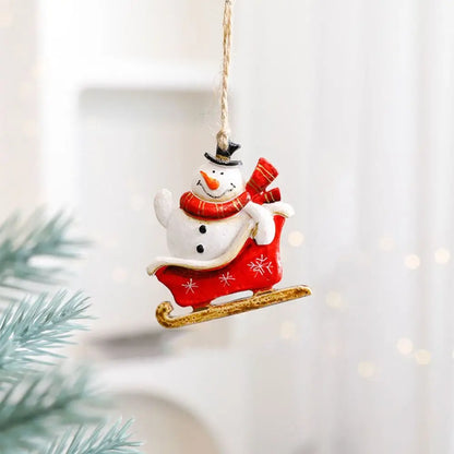 Resin Christmas Resin Pendant Snowman Santa Clause Christmas Tree Hanging Ornament Hanging DIY Xmas Pendant Festive Ornaments