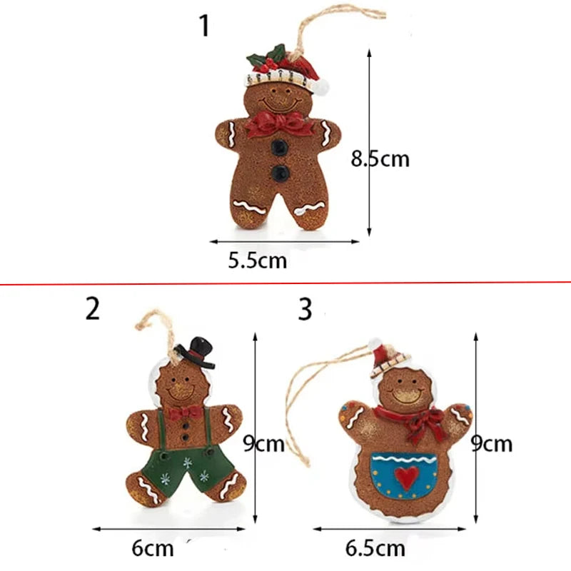 Christmas Tree Hanging Ornaments Resin Gingerbread Man Pendant Merry Christmas Decorations for Home Xmas Gifts Navidad Noel