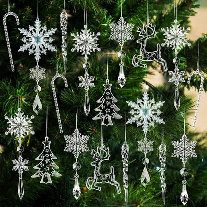 18/36Acrylic Hanging Christmas Tree Ornaments Hanging Acrylic Christmas Decorations Icicles Water Drop Pendants Hanging Decorati