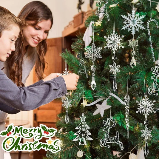 18/36Acrylic Hanging Christmas Tree Ornaments Hanging Acrylic Christmas Decorations Icicles Water Drop Pendants Hanging Decorati