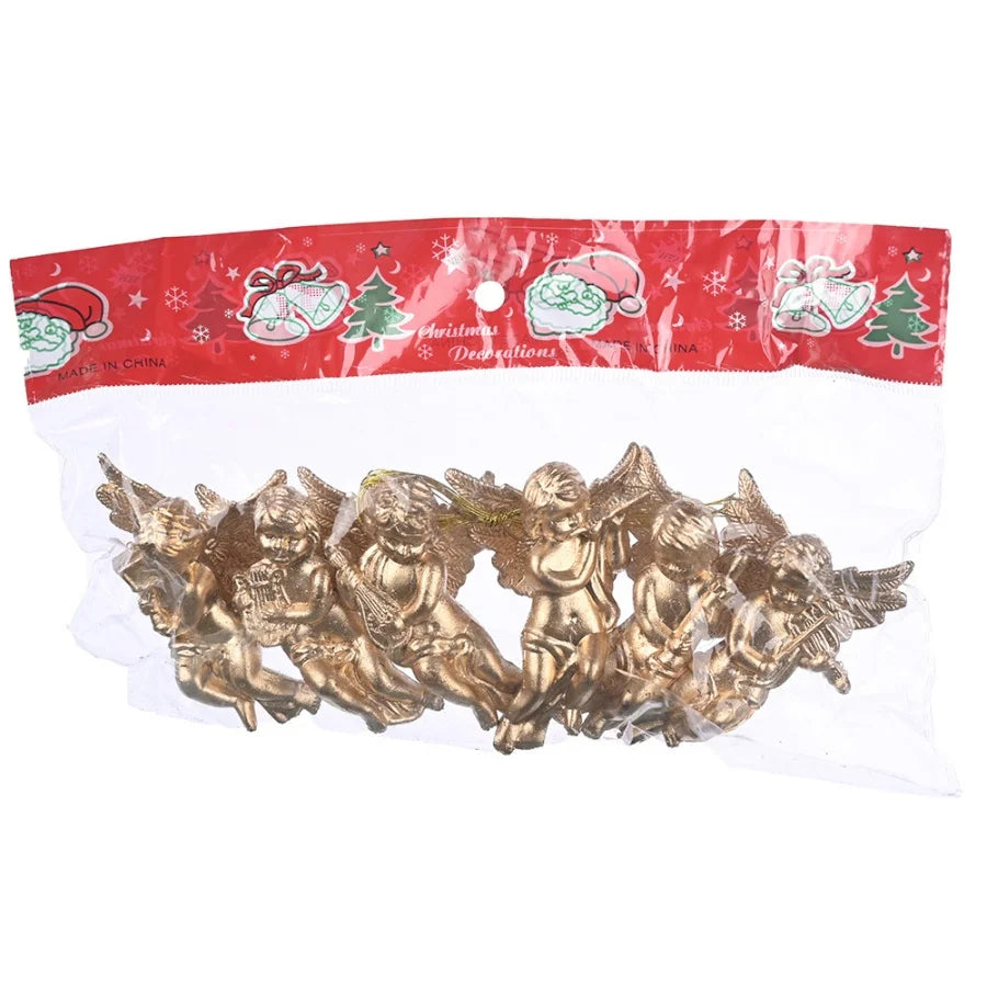 6pcsChristmas Tree Angel Hanging Ornament Christmas Gold Silver Cute Little Angel Decoration Supplies Party Garland Garland Hang
