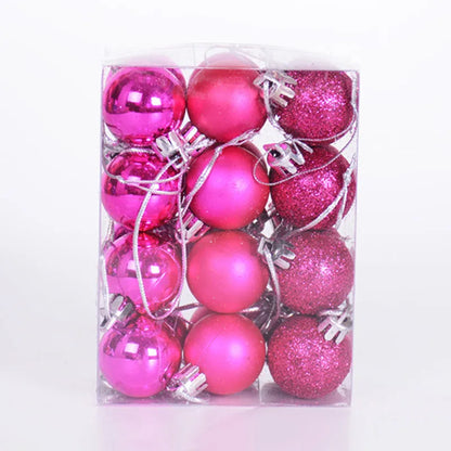 Christmas Ball Ornaments 24PCS Tree Decorations Hanging Red Plastic Pendant For Holiday Wedding Party Holiday Seasonal Supplies