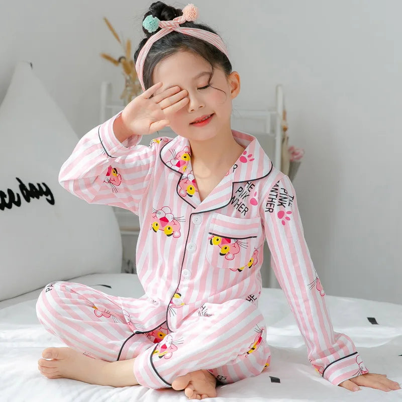 Children Pajamas Sets Cotton 2024 Spring Kids Cartoon Homewear Suit Girls Casual Long Sleeve Christmas Pyjamas Set Sleepwear