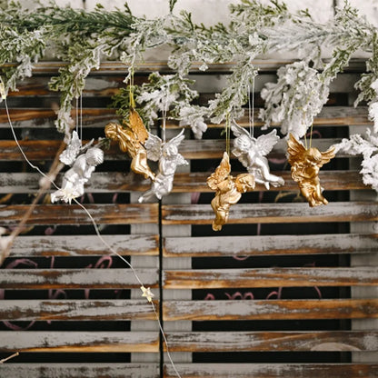 6pcsChristmas Tree Angel Hanging Ornament Christmas Gold Silver Cute Little Angel Decoration Supplies Party Garland Garland Hang
