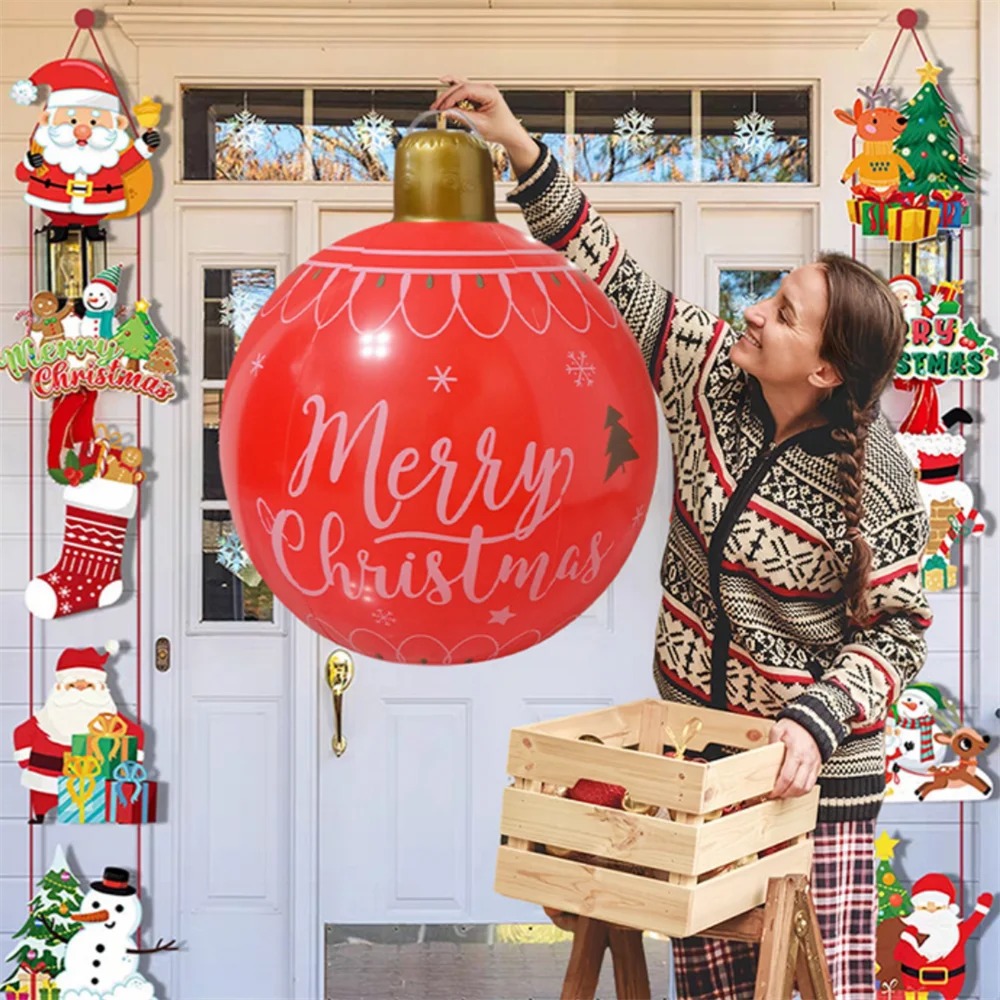 55CM Christmas Inflatable Ball Outdoor Garden Decorations PVC Giant Xmas Ball Christmas Large Balls Toy New Year Party Decors
