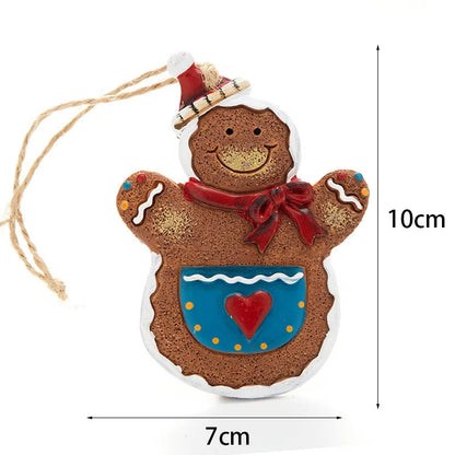 Christmas Tree Hanging Ornaments Resin Gingerbread Man Pendant Merry Christmas Decorations for Home Xmas Gifts Navidad Noel