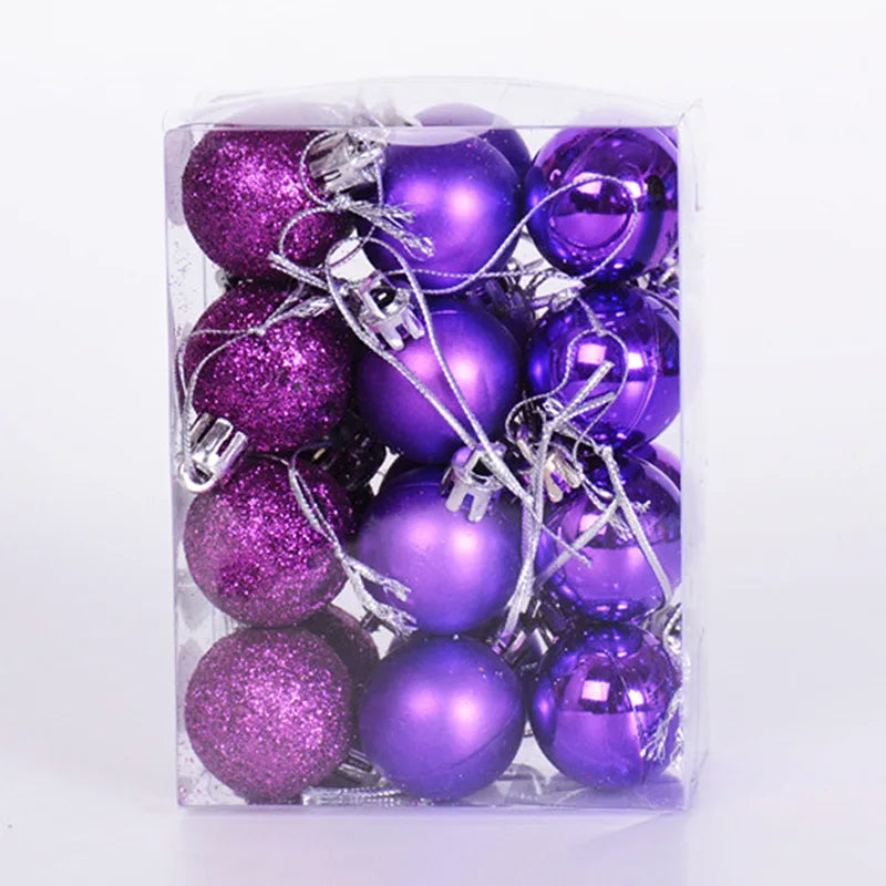 Christmas Ball Ornaments 24PCS Tree Decorations Hanging Red Plastic Pendant For Holiday Wedding Party Holiday Seasonal Supplies