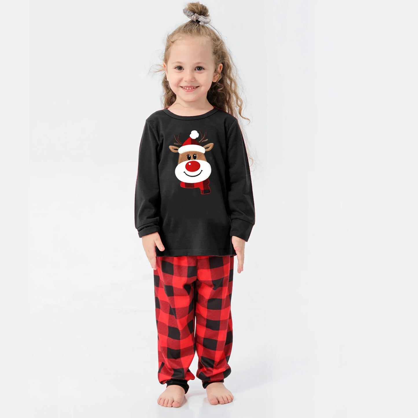 2025 New Deer Plaid Print Pajamas Set for Family Matching Christmas Pyjamas Adults Kids Casual 2 Pieces Suit Homewear Xmas Look