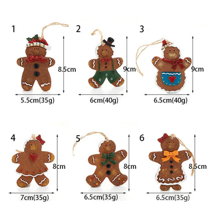 Christmas Tree Hanging Ornaments Resin Gingerbread Man Pendant Merry Christmas Decorations for Home Xmas Gifts Navidad Noel