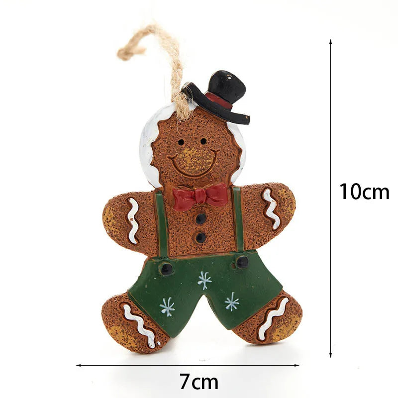 Christmas Tree Hanging Ornaments Resin Gingerbread Man Pendant Merry Christmas Decorations for Home Xmas Gifts Navidad Noel