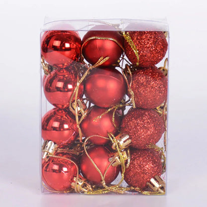 Christmas Ball Ornaments 24PCS Tree Decorations Hanging Red Plastic Pendant For Holiday Wedding Party Holiday Seasonal Supplies