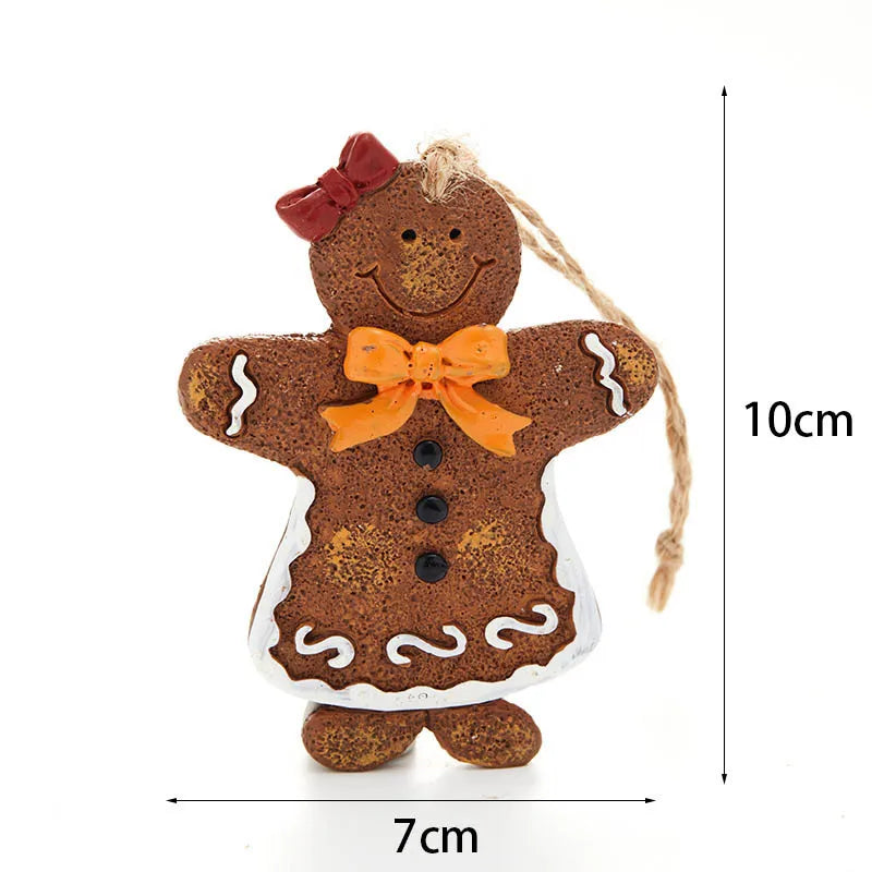 Christmas Tree Hanging Ornaments Resin Gingerbread Man Pendant Merry Christmas Decorations for Home Xmas Gifts Navidad Noel