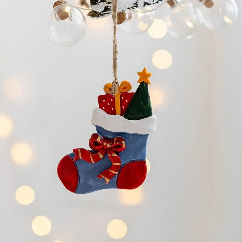 Hanging Ornaments Christmas Tree Snowman Pendant Home Decoration Christmas Decoration Socks Pendant Christmas Resin Ornaments