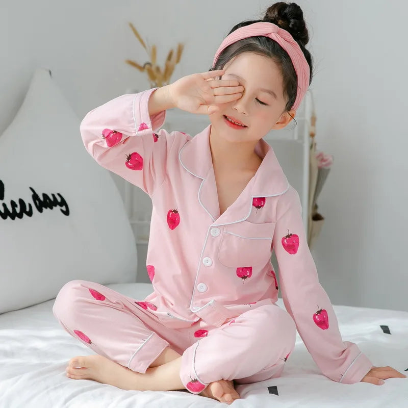 Children Pajamas Sets Cotton 2024 Spring Kids Cartoon Homewear Suit Girls Casual Long Sleeve Christmas Pyjamas Set Sleepwear