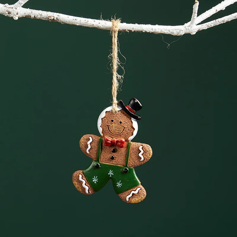 Christmas Tree Hanging Ornaments Resin Gingerbread Man Pendant Merry Christmas Decorations for Home Xmas Gifts Navidad Noel