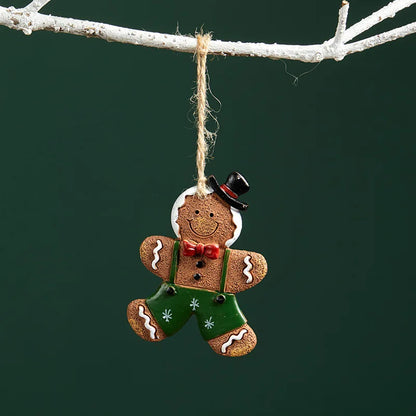 Christmas Tree Hanging Ornaments Resin Gingerbread Man Pendant Merry Christmas Decorations for Home Xmas Gifts Navidad Noel