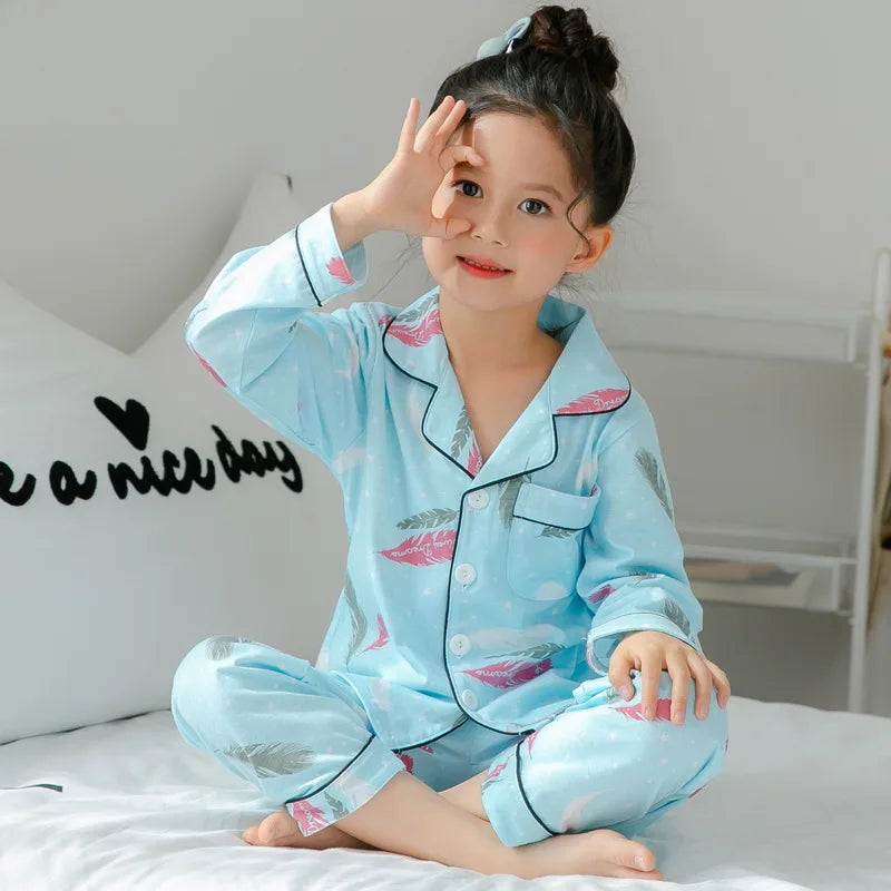 Children Pajamas Sets Cotton 2024 Spring Kids Cartoon Homewear Suit Girls Casual Long Sleeve Christmas Pyjamas Set Sleepwear