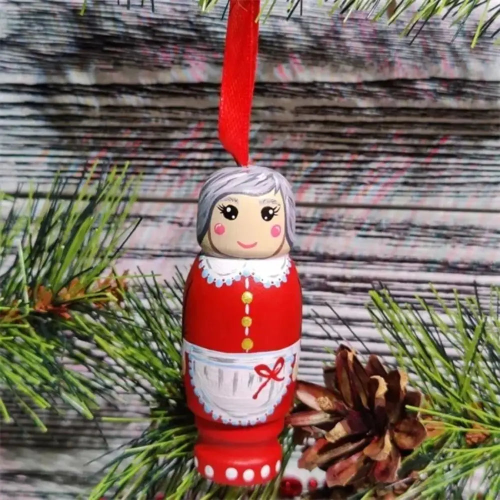 Christmas Tree Christmas Tree Ornament Hanging Pendant Funny Santa Santa Tree Pendant Wooden Xmas Dolls Christmas Decoration