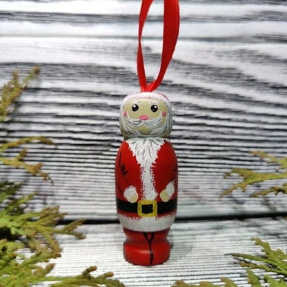 Christmas Tree Christmas Tree Ornament Hanging Pendant Funny Santa Santa Tree Pendant Wooden Xmas Dolls Christmas Decoration