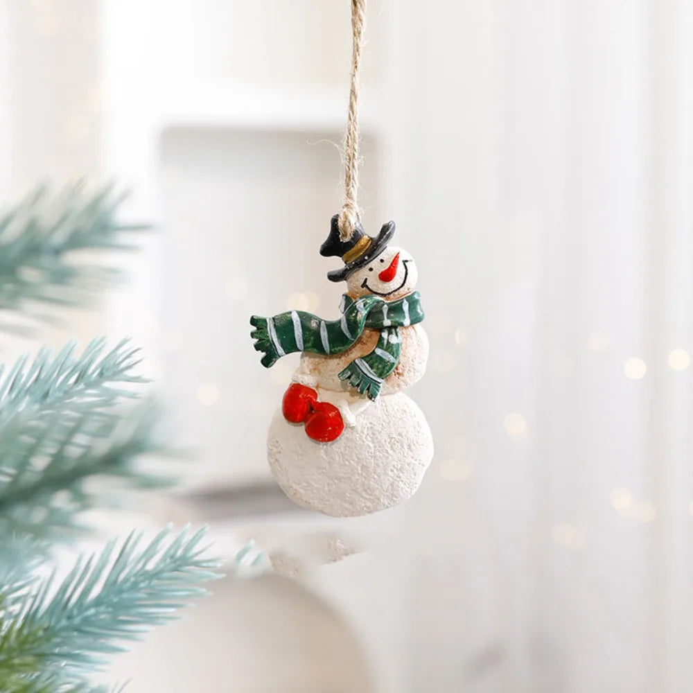 Resin Christmas Resin Pendant Snowman Santa Clause Christmas Tree Hanging Ornament Hanging DIY Xmas Pendant Festive Ornaments