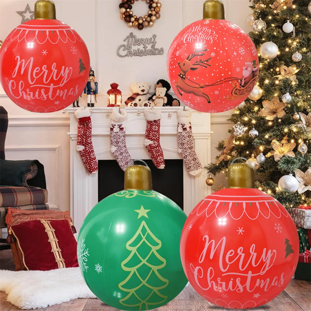 55CM Christmas Inflatable Ball Outdoor Garden Decorations PVC Giant Xmas Ball Christmas Large Balls Toy New Year Party Decors