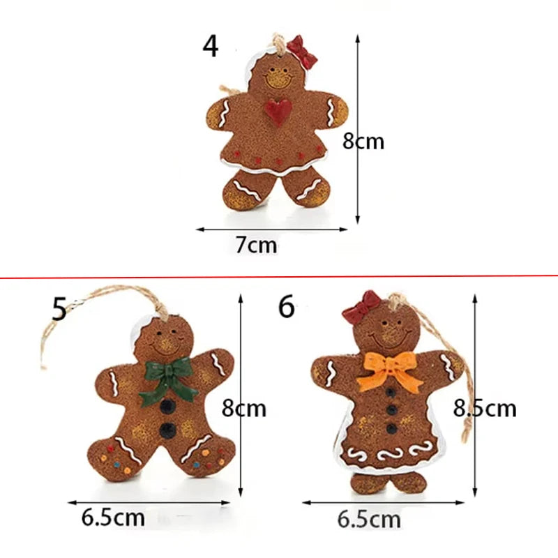 Christmas Tree Hanging Ornaments Resin Gingerbread Man Pendant Merry Christmas Decorations for Home Xmas Gifts Navidad Noel
