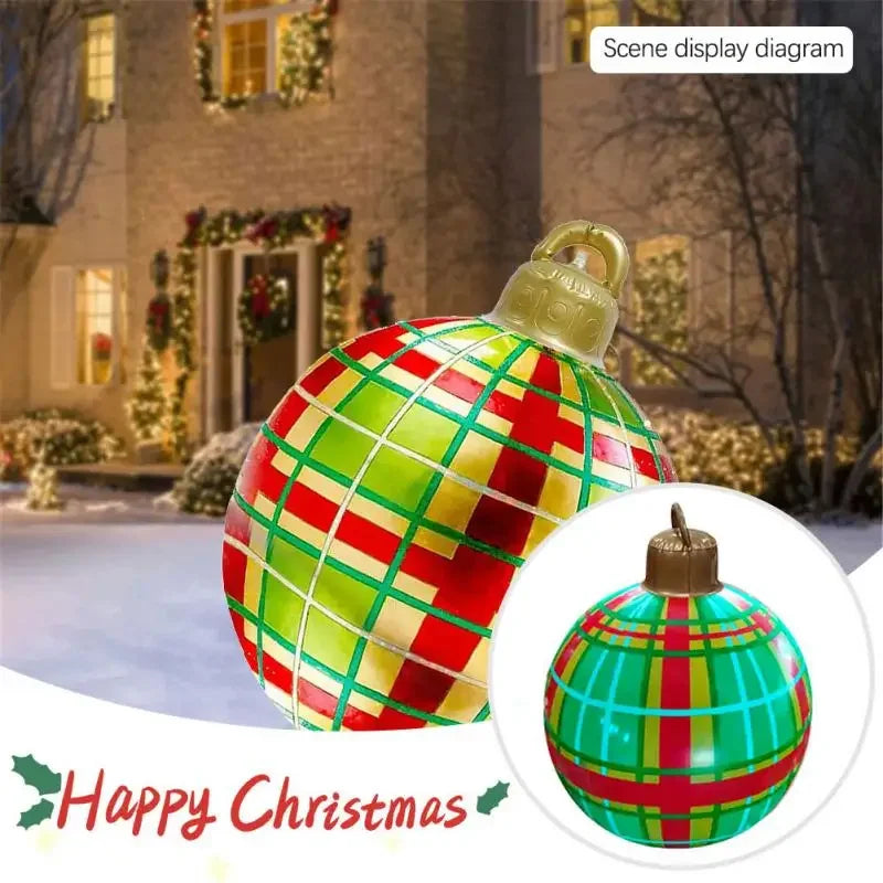 Christmas Inflatable Decorated Ball 60cm PVC Giant Big Large Balls Xmas Tree Decoration Toy Ball without Light Ornament Home New